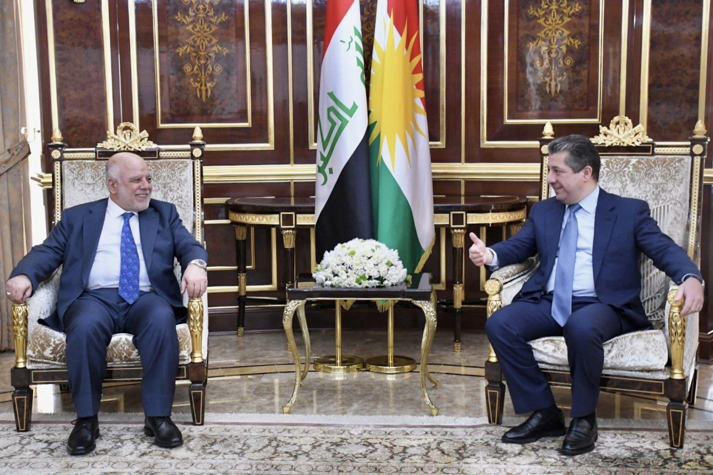 Dr. Haider Al-Abadi meets Mr. Masrour Barzani during his visit to the Kurdistan Region