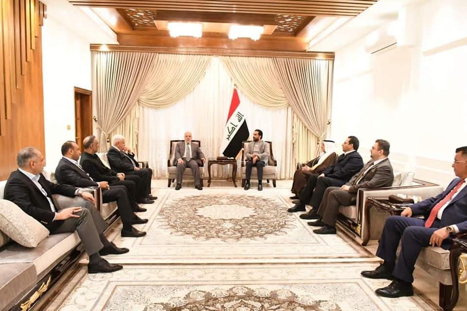 The delegation of the coordination framework headed by Dr. Al-Abadi meets the head of Taqaddum Alliance, Mr. Muhammad Al-Halbousi