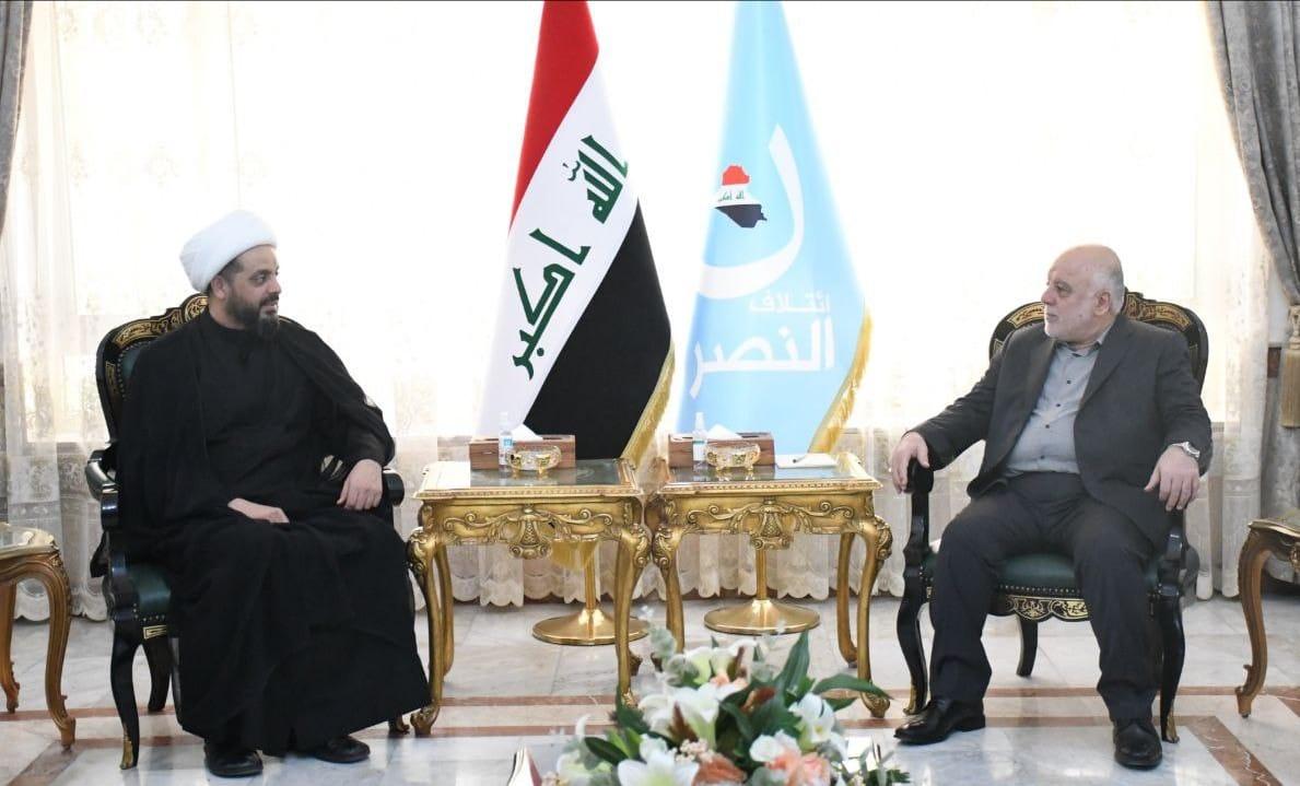Dr. Haider Al-Abadi receives the Secretary General of Asa ib Ahl al-Haq, Sheikh Qais al-Khazali