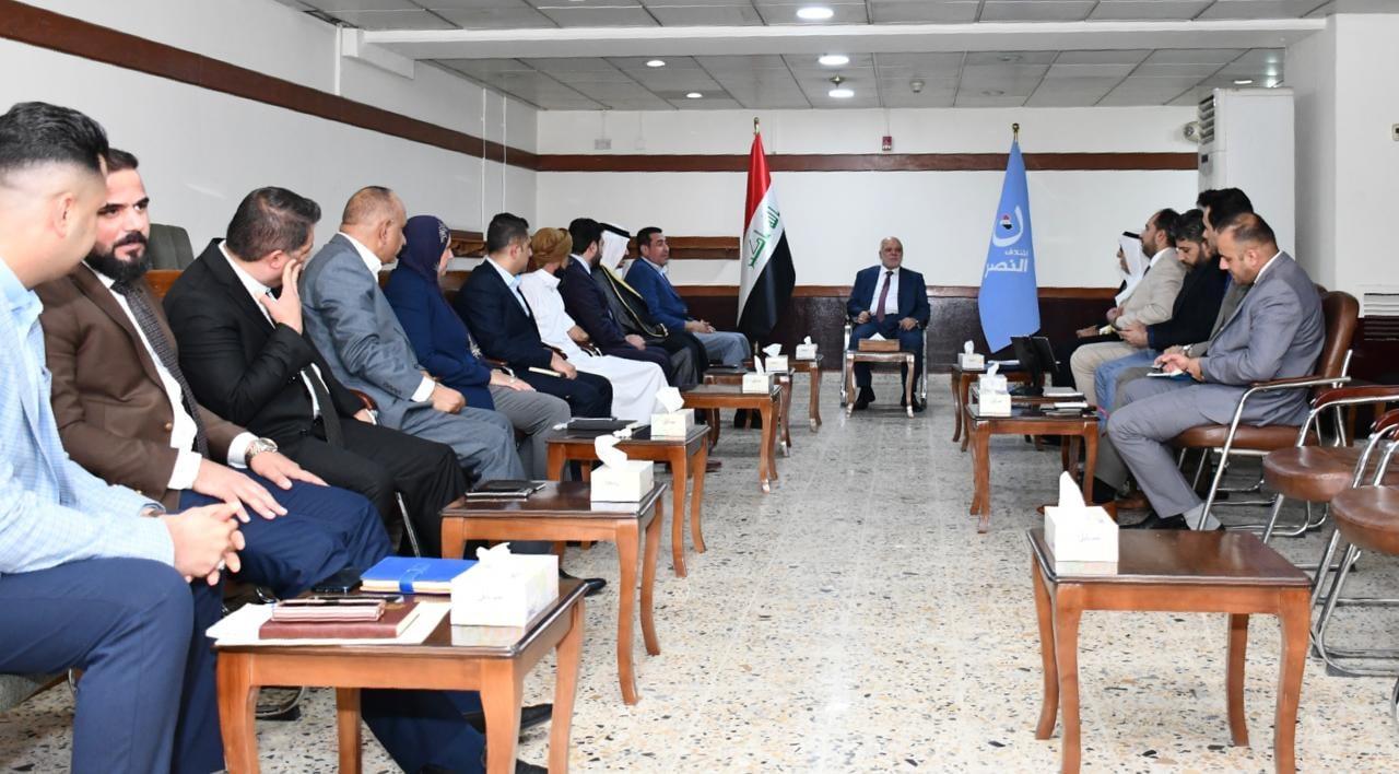Dr. Al-Abadi receives the candidates of Al Nasr Coalition for the governorates of Diyala, Salah al-Din and Al-A ar
