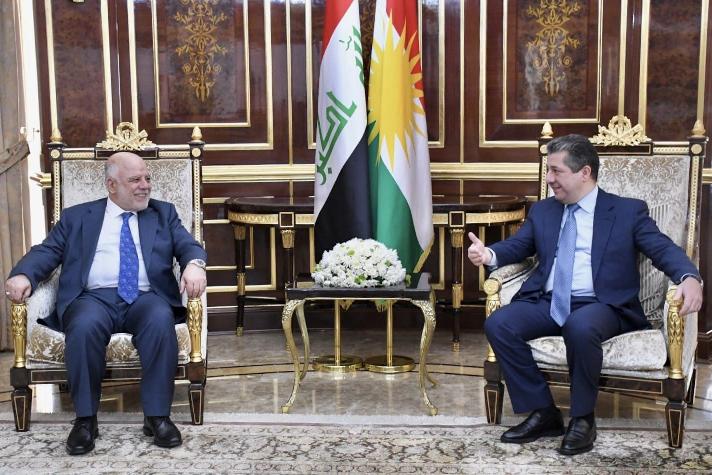 Dr. Haider Al-Abadi meets Mr. Masrour Barzani during his visit to the Kurdistan Region