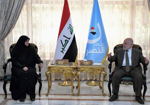 Dr. Haider Al-Abadi receives the Minister of Communications, Mrs. Heyam Al-Yasiri